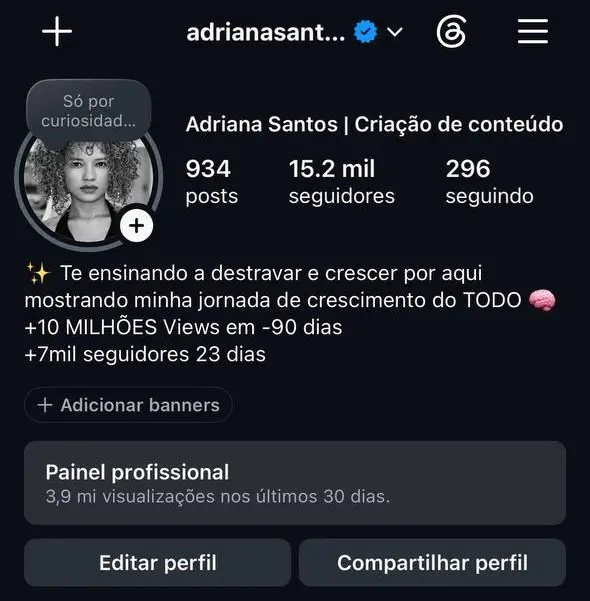 Perfil do Instagram com 15,2 mil seguidores